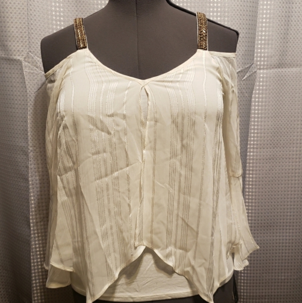 NWT BCX Juniors' Embellished Bell Sleeve Top S